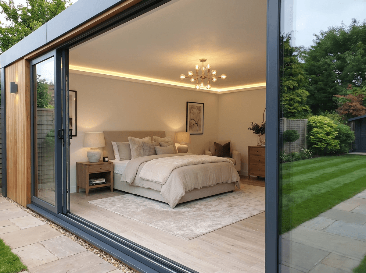 Wicklow residence interior — bedroom with garden outlook